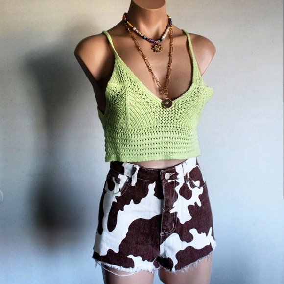 Tops - 🌞🐚Summer Tings Collection//Neon mint Crochet Crop Top